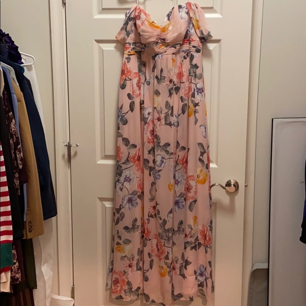 Lulu’s Harmonious Love Off the Shoulder Maxi Dress